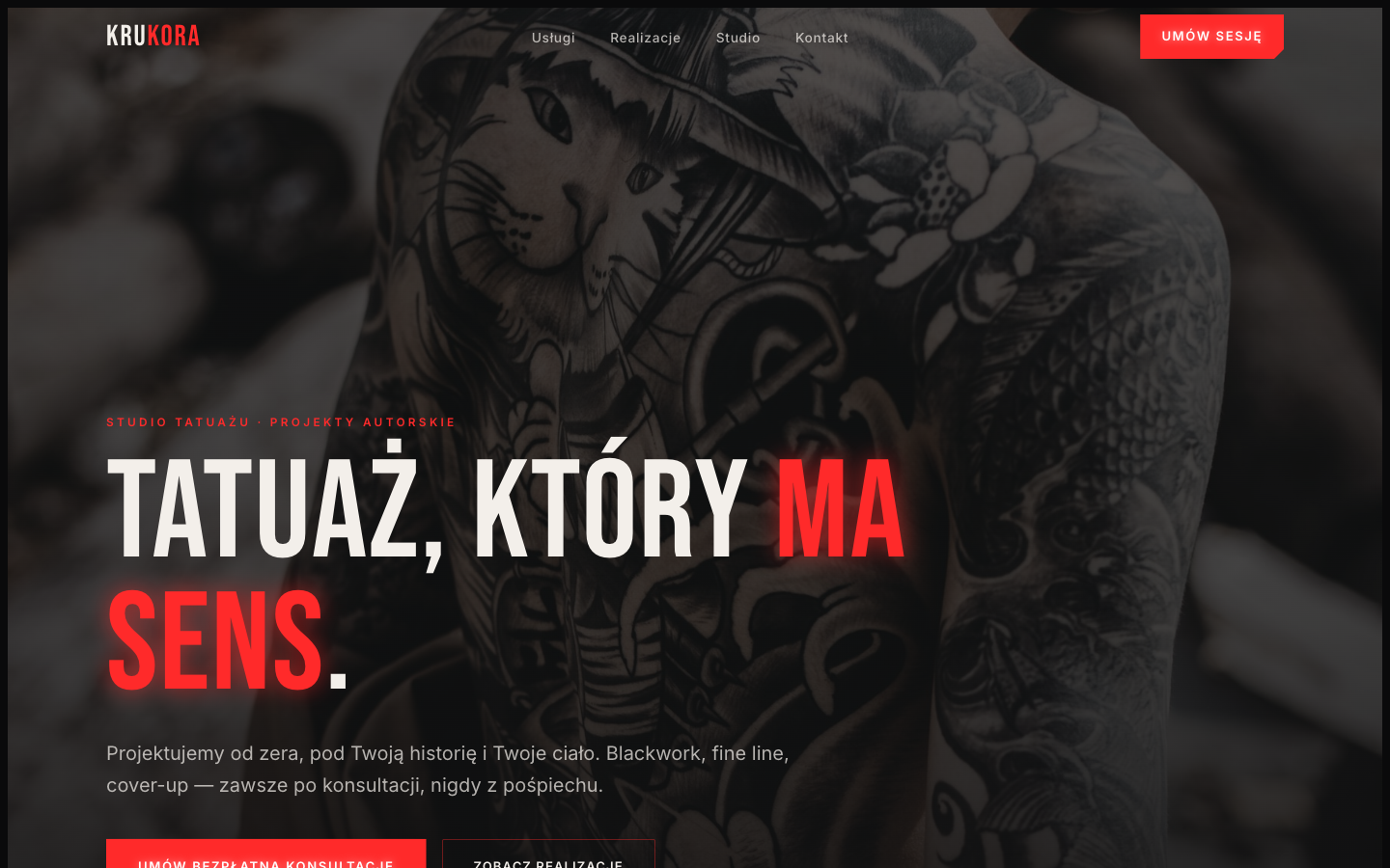 Projekt studio tatuażu